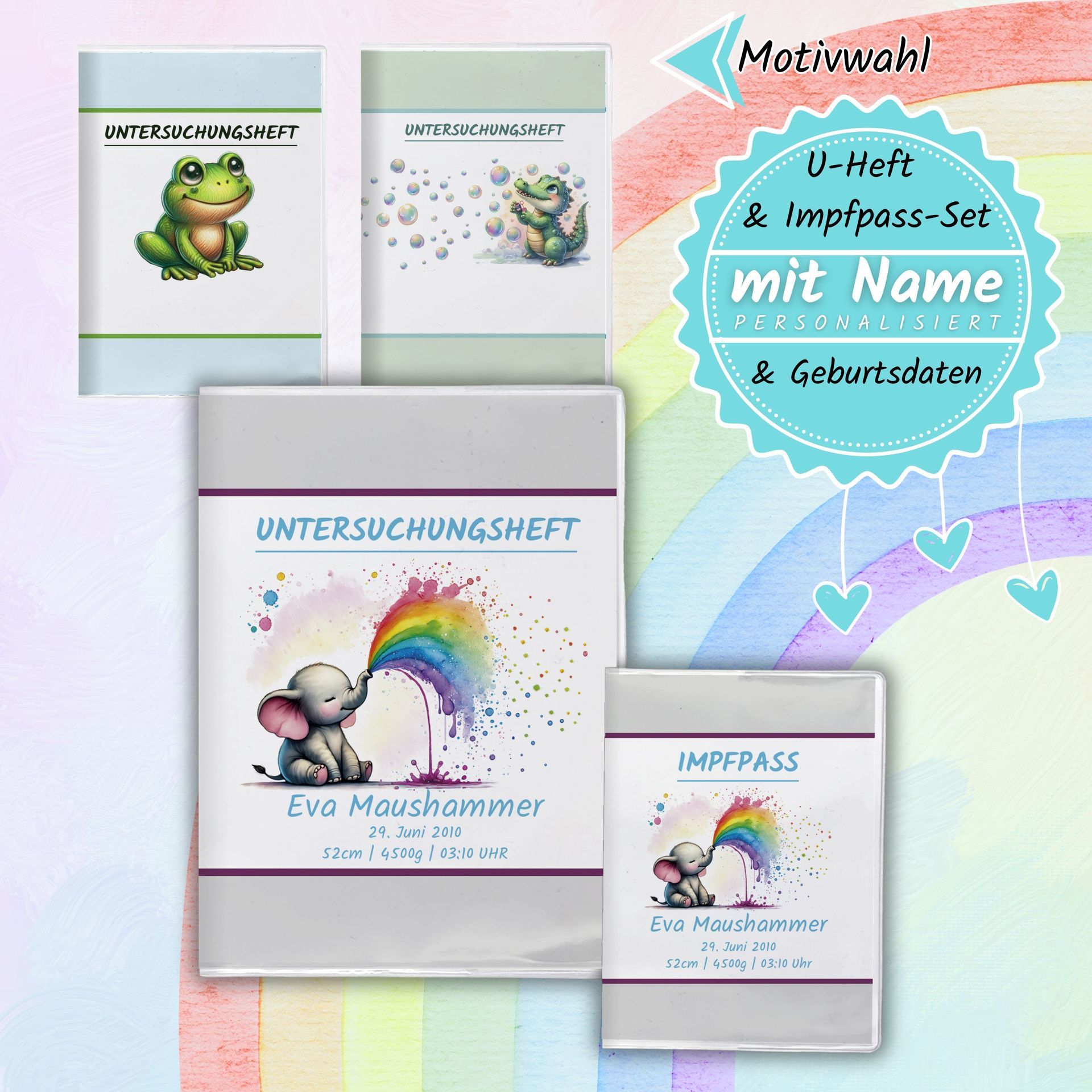 U-Heft und Impfpasshülle personalisiert