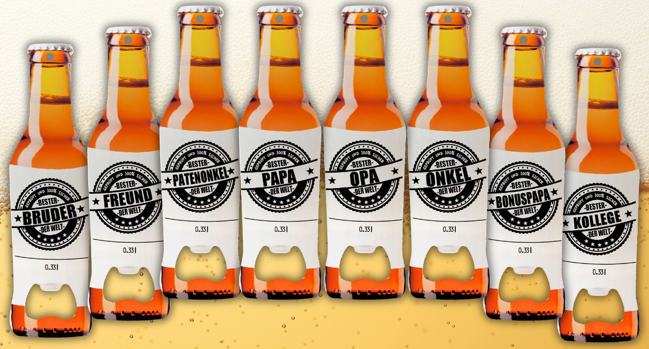 Flaschenöffner mit Botschaft von Maus-Design – Varianten Bester Papa, Opa, Onkel, Bruder, Freund, Ko