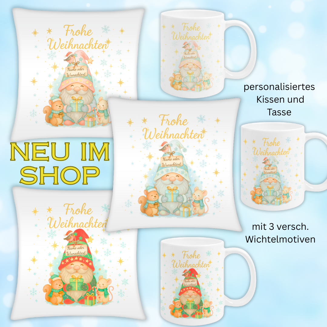 Wichtel Kissen und Tase