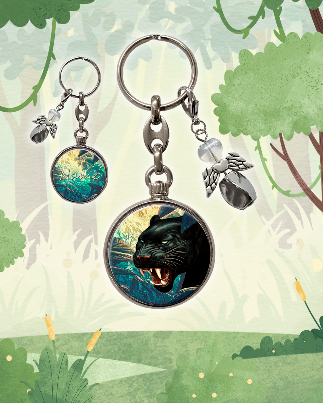 Personalisierter Schlüsselanhänger mit Schutzengel panther Schlüsselanhänger mit Schutzengel