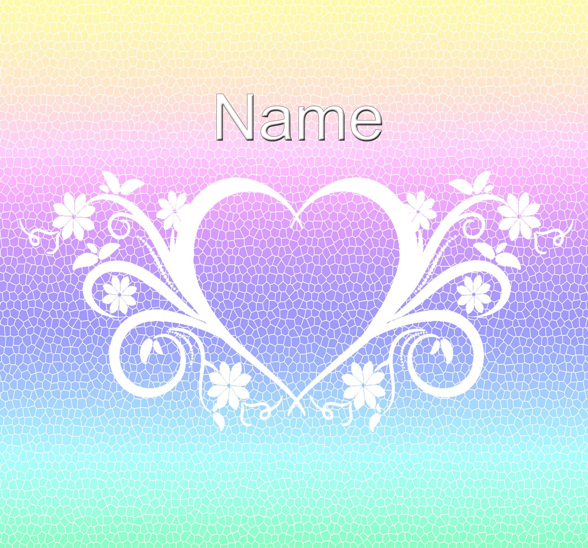 weißes Herz mit Umrandung vor Hintergrund mit Farbverlauf blau-lila-rosa, ideal für Romantik-Fans.