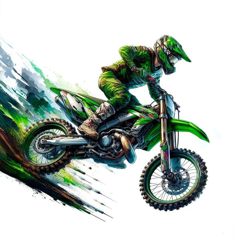 Ein Motocross Fahrer in grün