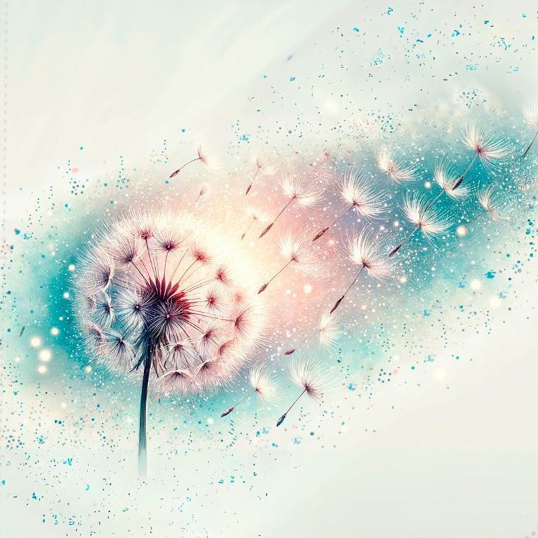 Harmonische Pusteblume in hellen Farben