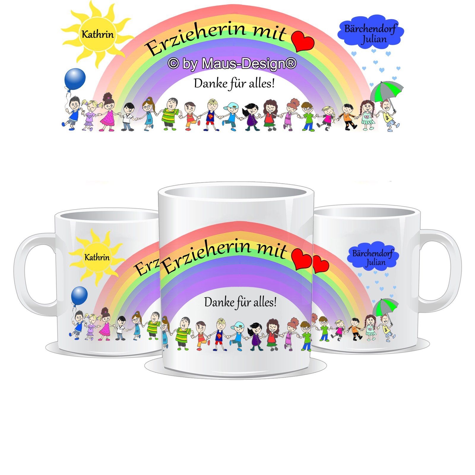 Tasse Erzieherin mit Herz Abschiedsgeschenk Kindergarten Geschenkidee Erzieherin Lehrerin Tagesmutter