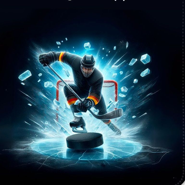 Eishockeyspieler mit einem Puck sehr dynamisch