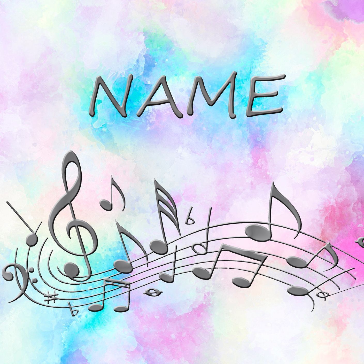 Bunte Musiknoten auf pastellfarbenem Hintergrund in Rosa, Lila und Blau, ideal für Musikliebhaber.