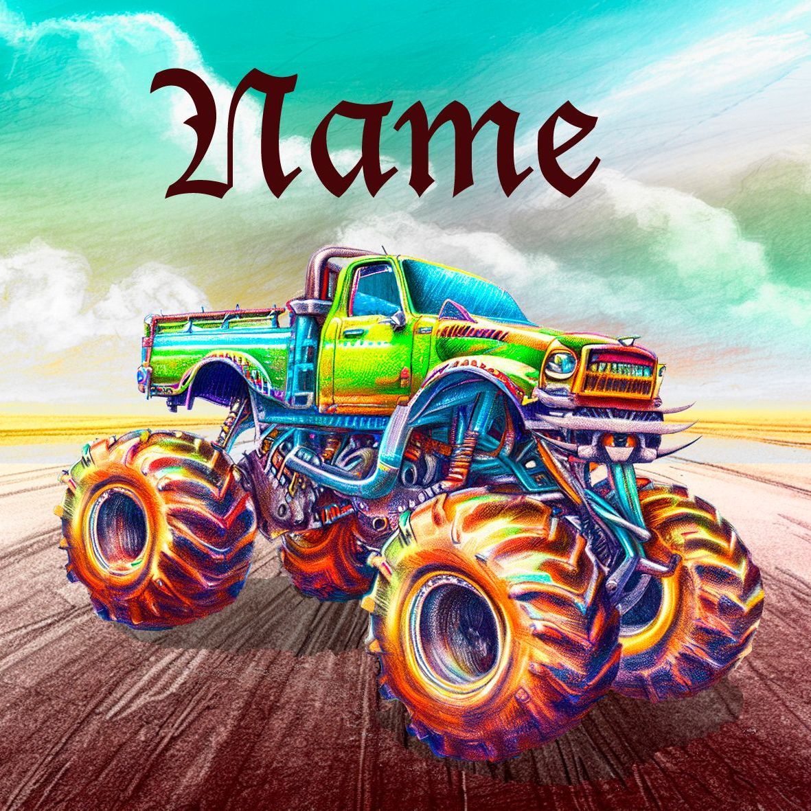 grüner Monstertruck. Ideal für Actionfans.