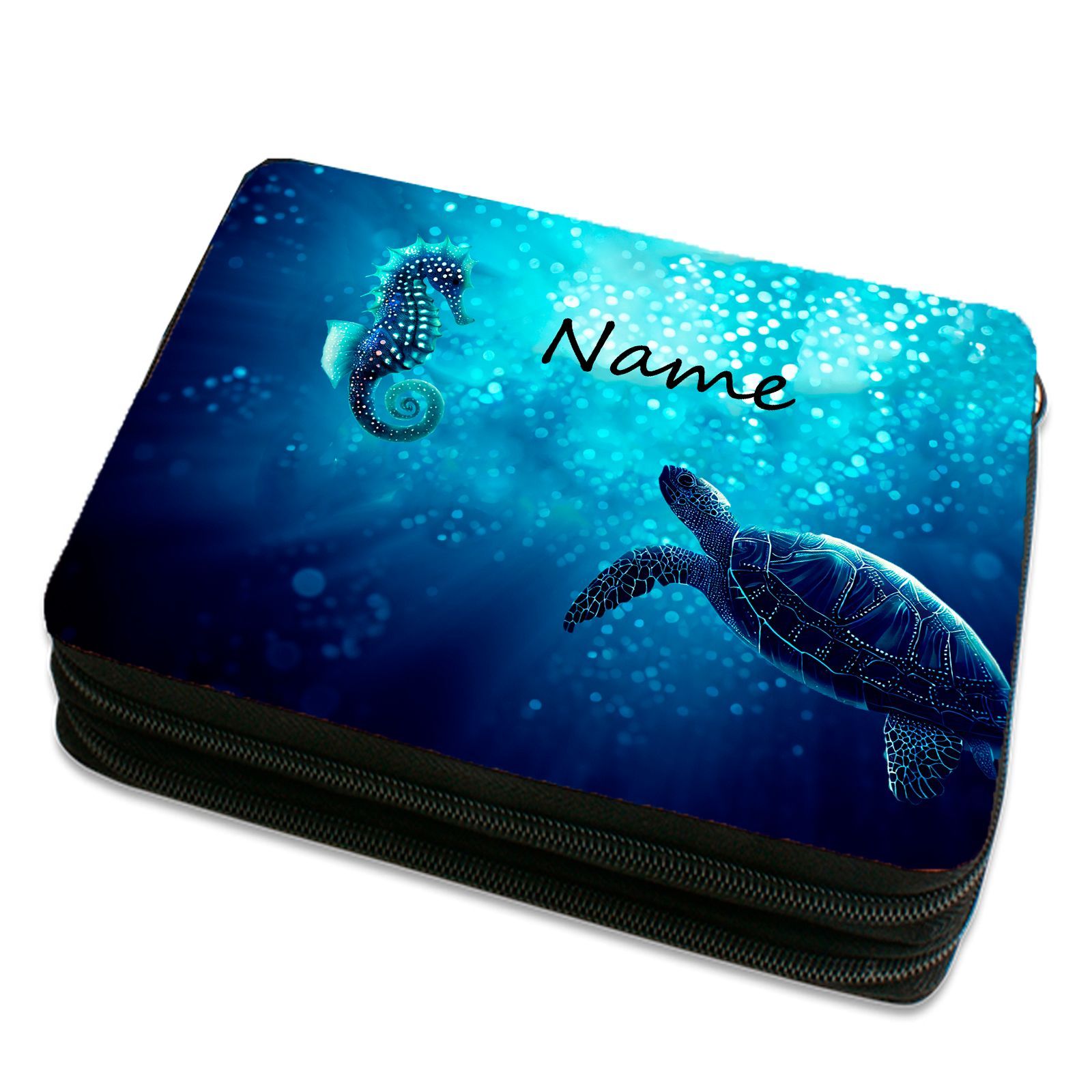 Federmäppchen Personalisiert mit Schildkröte und Seepferdchen