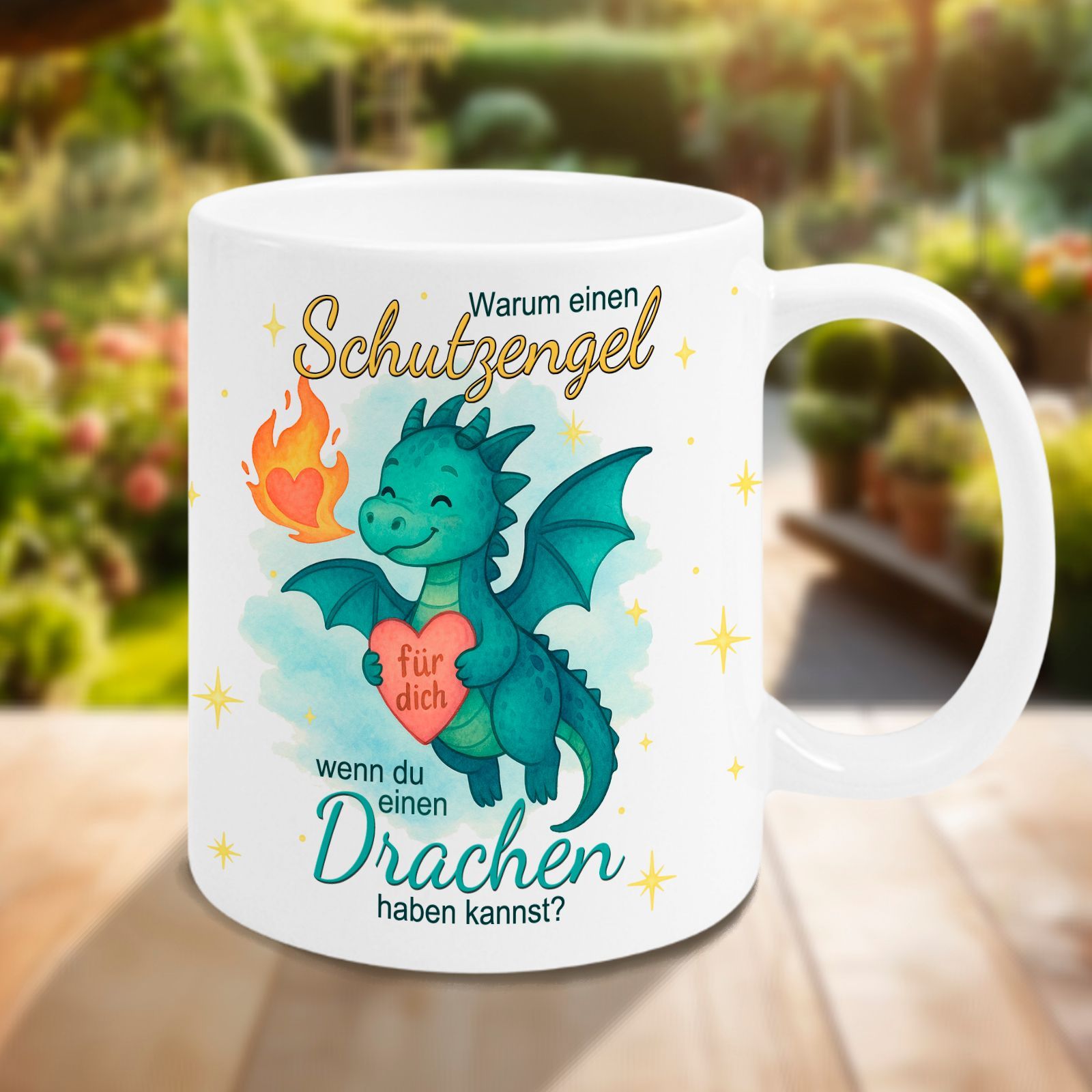 Schutzengel Tasse mit Drachen Motiv