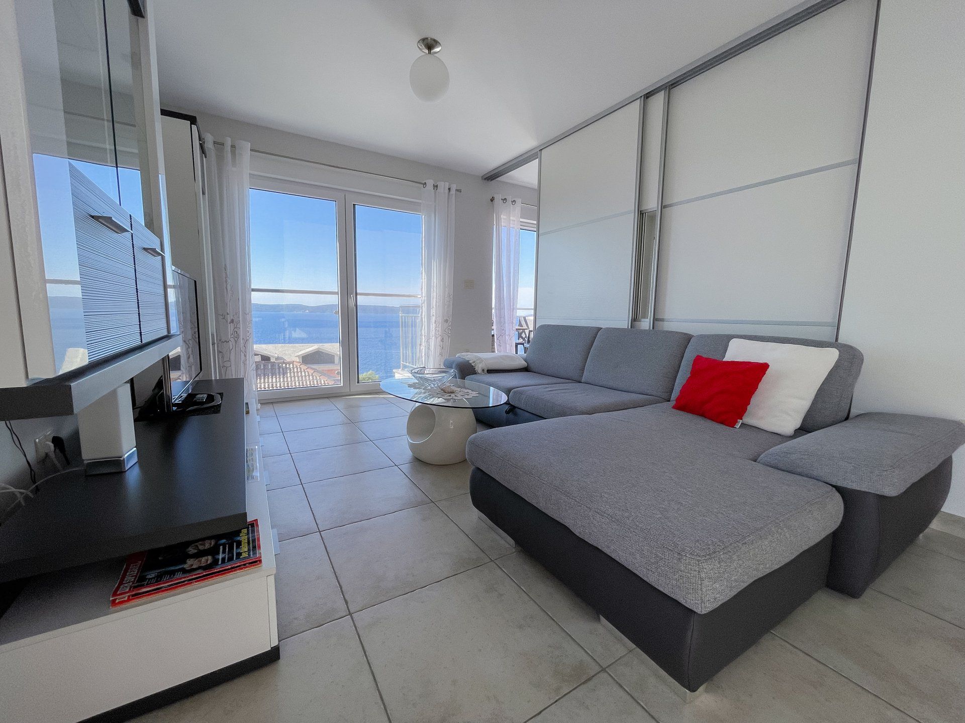 Sleeping sofa in lounge and great view