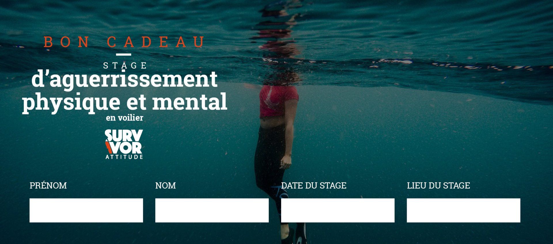 Offrir un bon cadeau stage aguerrissement physique et mental voilier Survivor Attitude