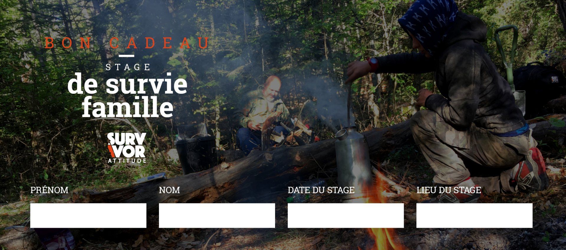 Offrir un bon cadeau stage survie famille Survivor Attitude