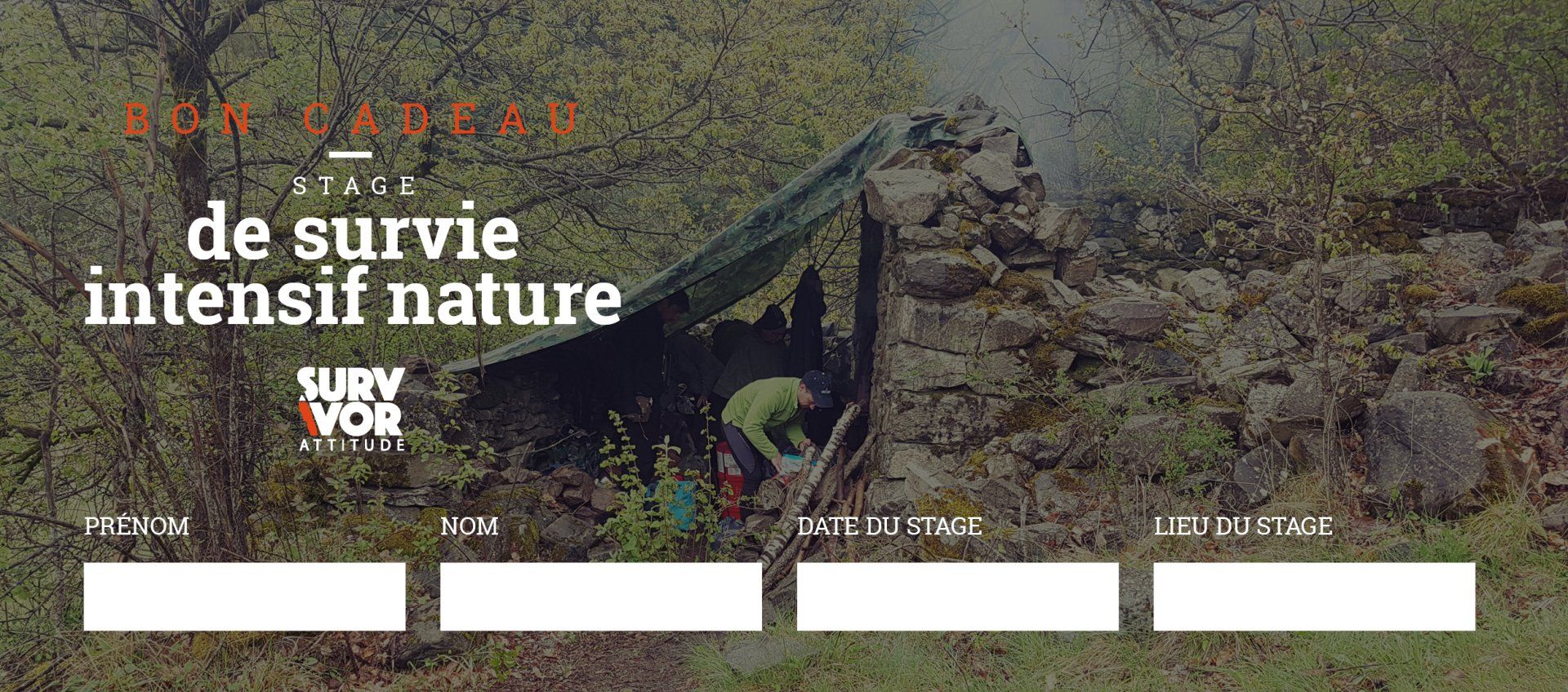 Offrir un bon cadeau stage survie intensif nature Survivor Attitude