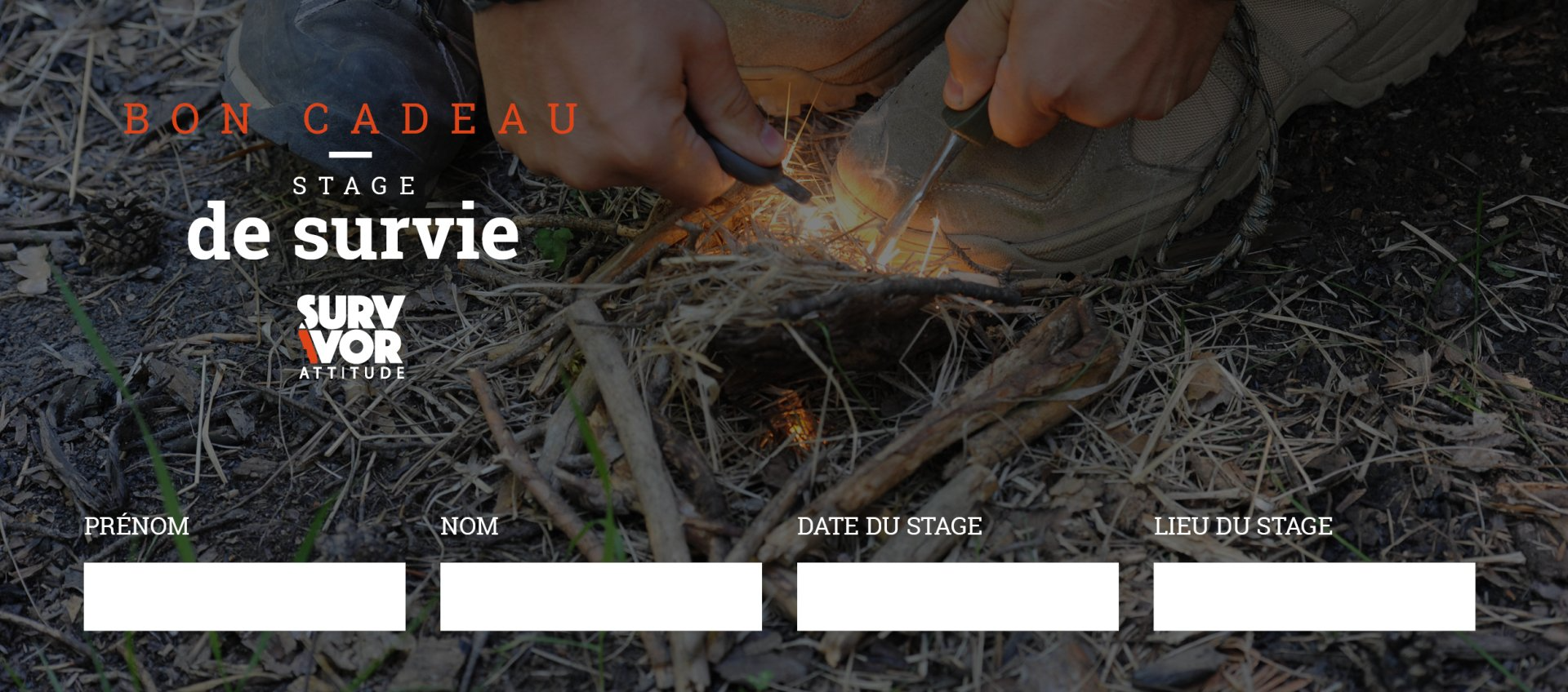 Offrir un bon cadeau stage de survie Survivor Attitude