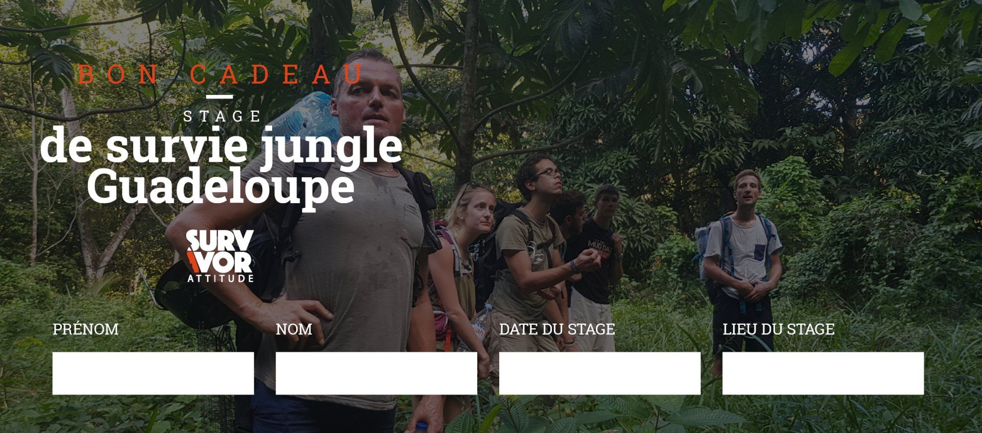 Offrir un bon cadeau stage trek survie jungle Guadeloupe Survivor Attitude