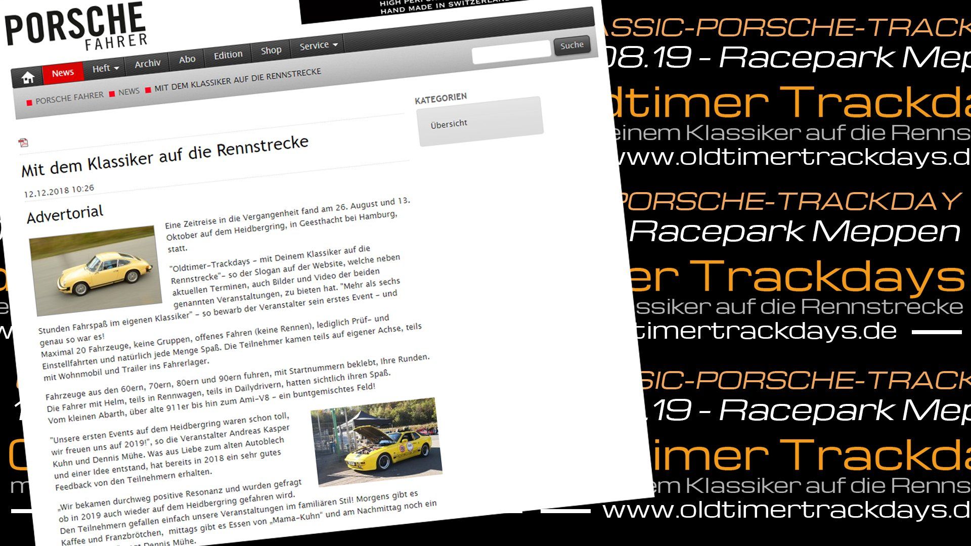 Bericht über Oldtimer Trackdays Porsche Fahrer Magazin