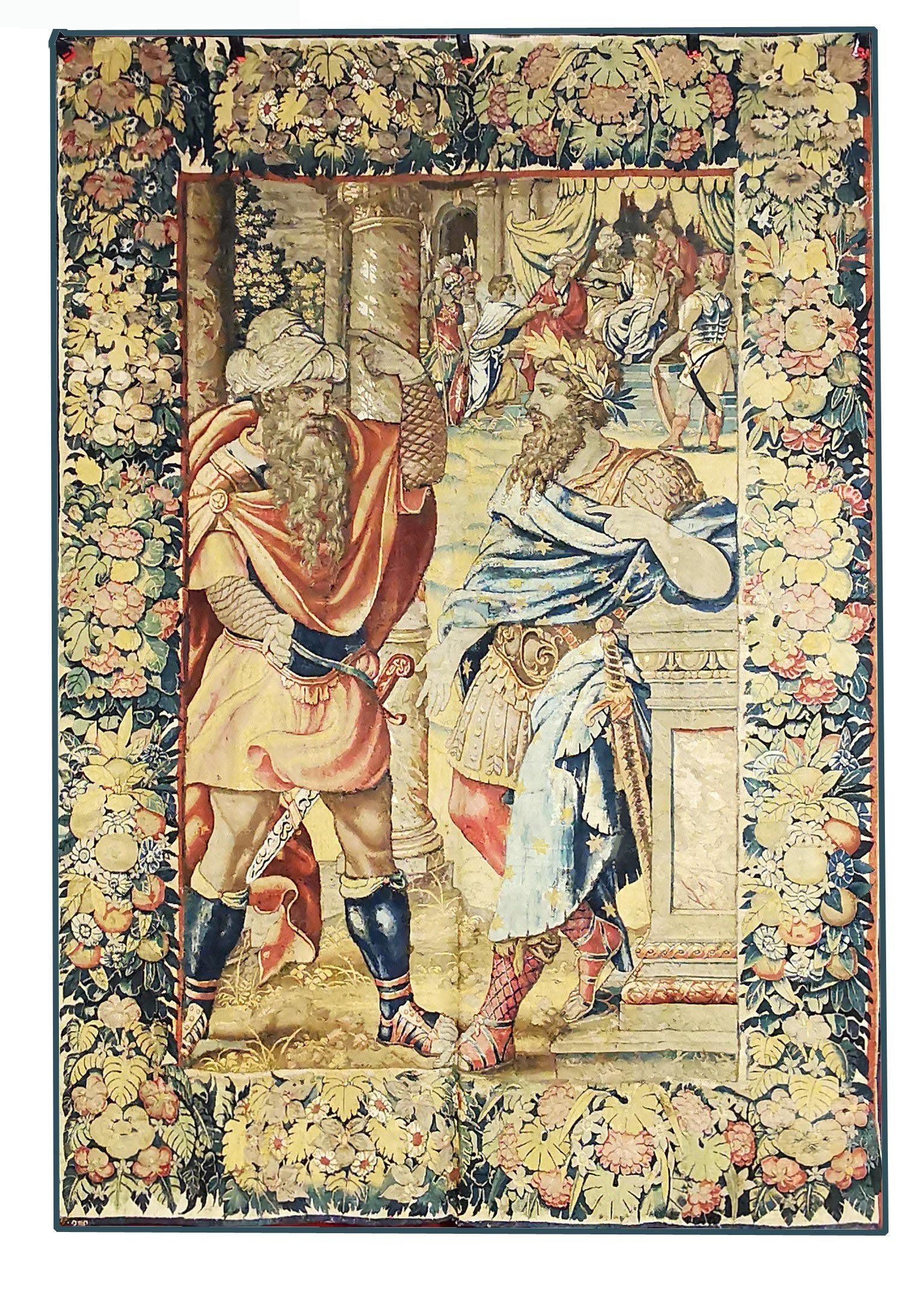 Tapisserie de Bruxelles tissée en laine et soie vers 1530.-1550 - La rencontre de Saül avec David Exceptionnelle tapisserie bruxelloise Tissée finement en laine et soie au milieu du 16ème siècle (1530-1550) ayant pour registre La rencontre de Saül avec David Tapisserie de Bruxelles tissée en laine et soie vers 1530.-1550 - La rencontre de Saül avec David Exceptionnelle tapisserie bruxelloise Tissée finement en laine et soie au milieu du 16ème siècle (1530-1550) ayant pour registre La rencontre de Saül avec David