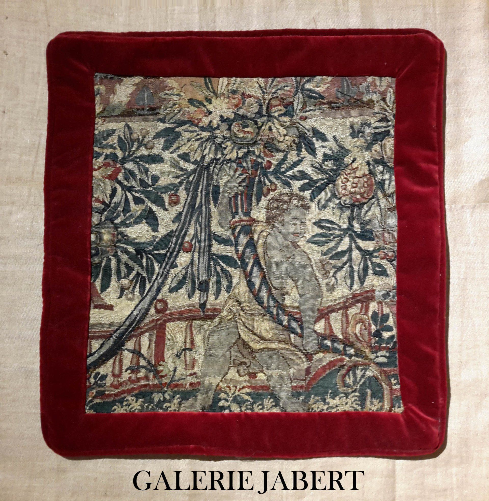 CUSHION AUBUSSON TAPESTRY in PARIS