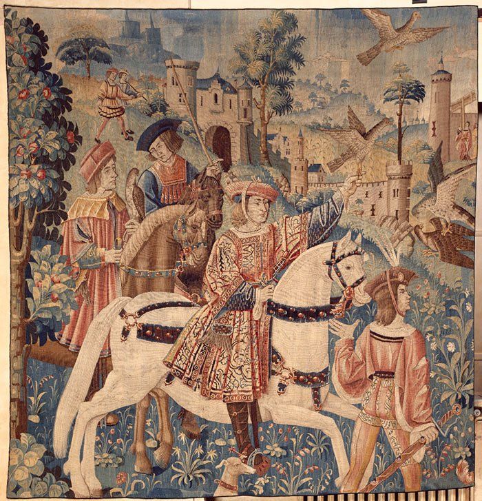 Départ pour la chasse, Pays-Bas, 1e quart du XVIe siècle, 253x252cm, Musée de Cluny, Paris (source : musée du Moyen-Age)