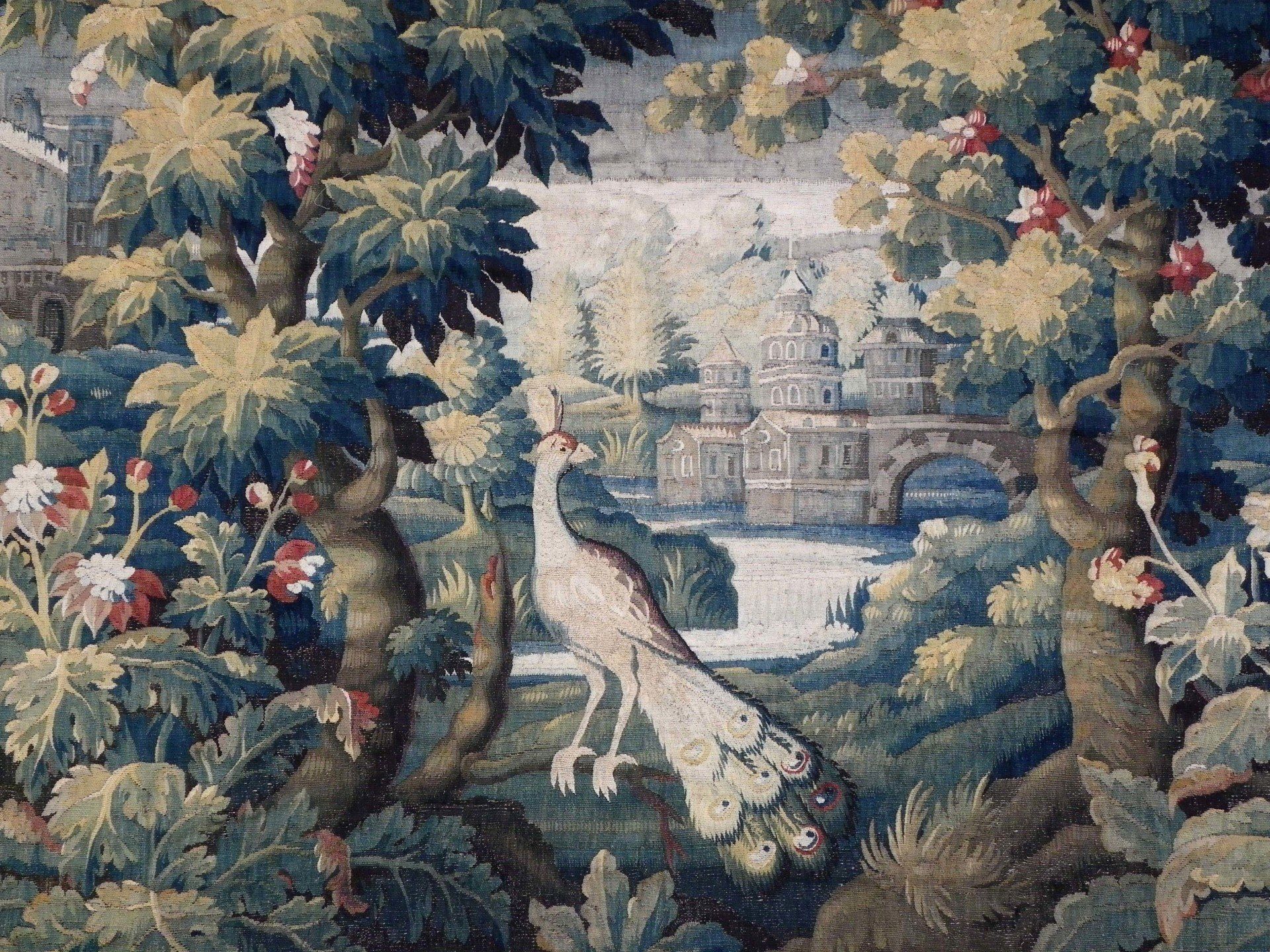 FRENCH AUBUSSON TAPESTRY LANDSCAPE versailles