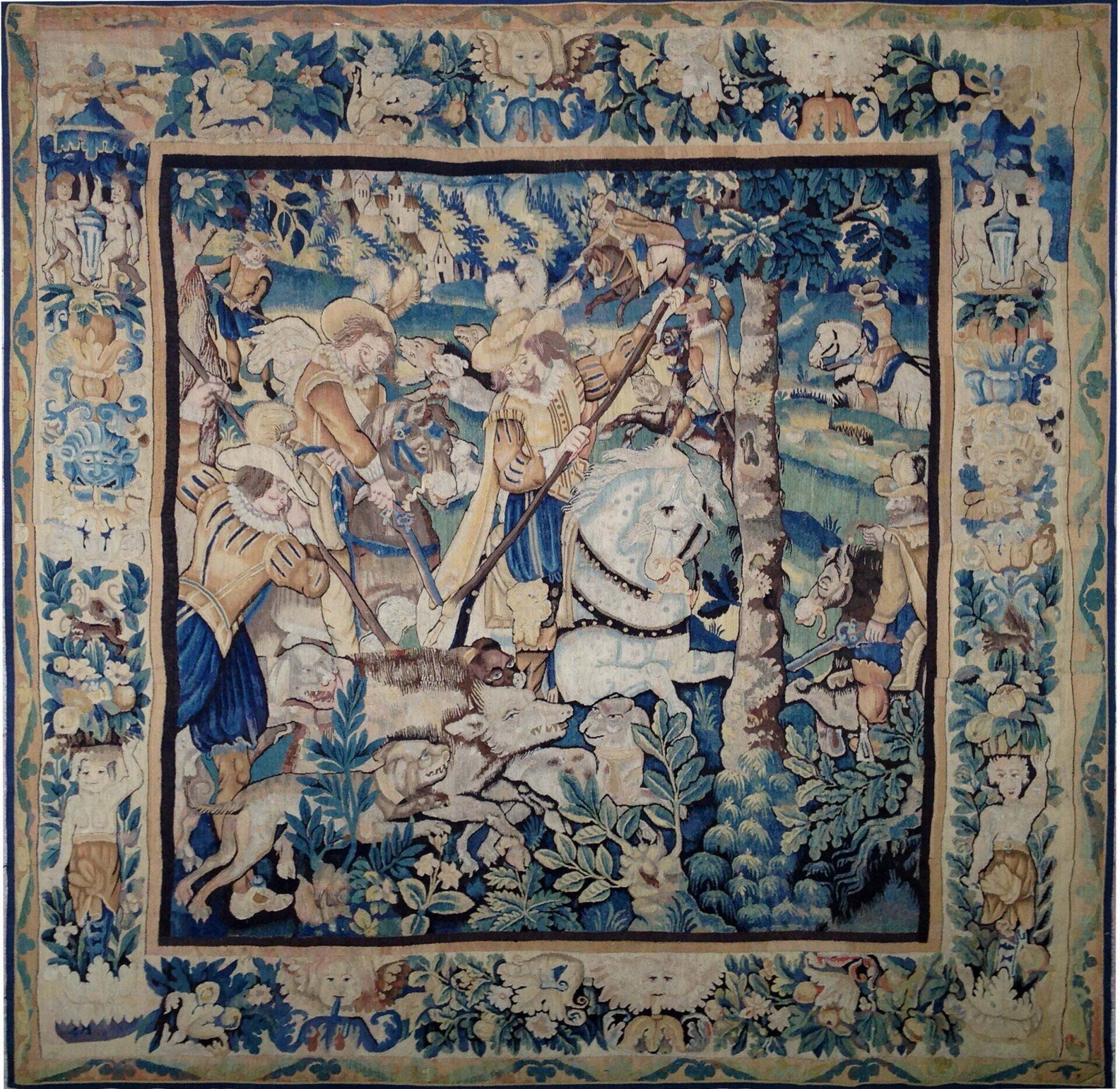 La chasse au sanglier, XVIIe siècle, Audenarde, laine et soie, 330x310cm, Collection Galerie Jabert (source : Galerie Jabert)