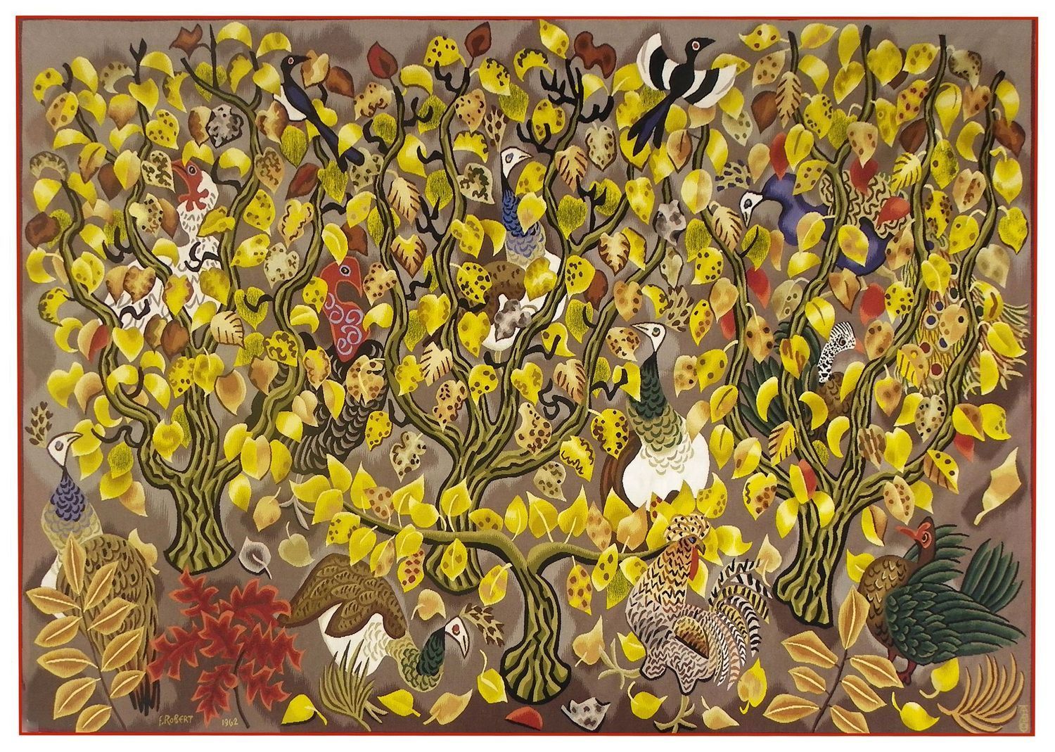 Tapisserie Aubusson Dom Robert - Pavane de novembre 1962 - Collection Galerie Jabert Tapisserie Aubusson Dom Robert - Pavane de novembre 1962 - Collection Galerie Jabert