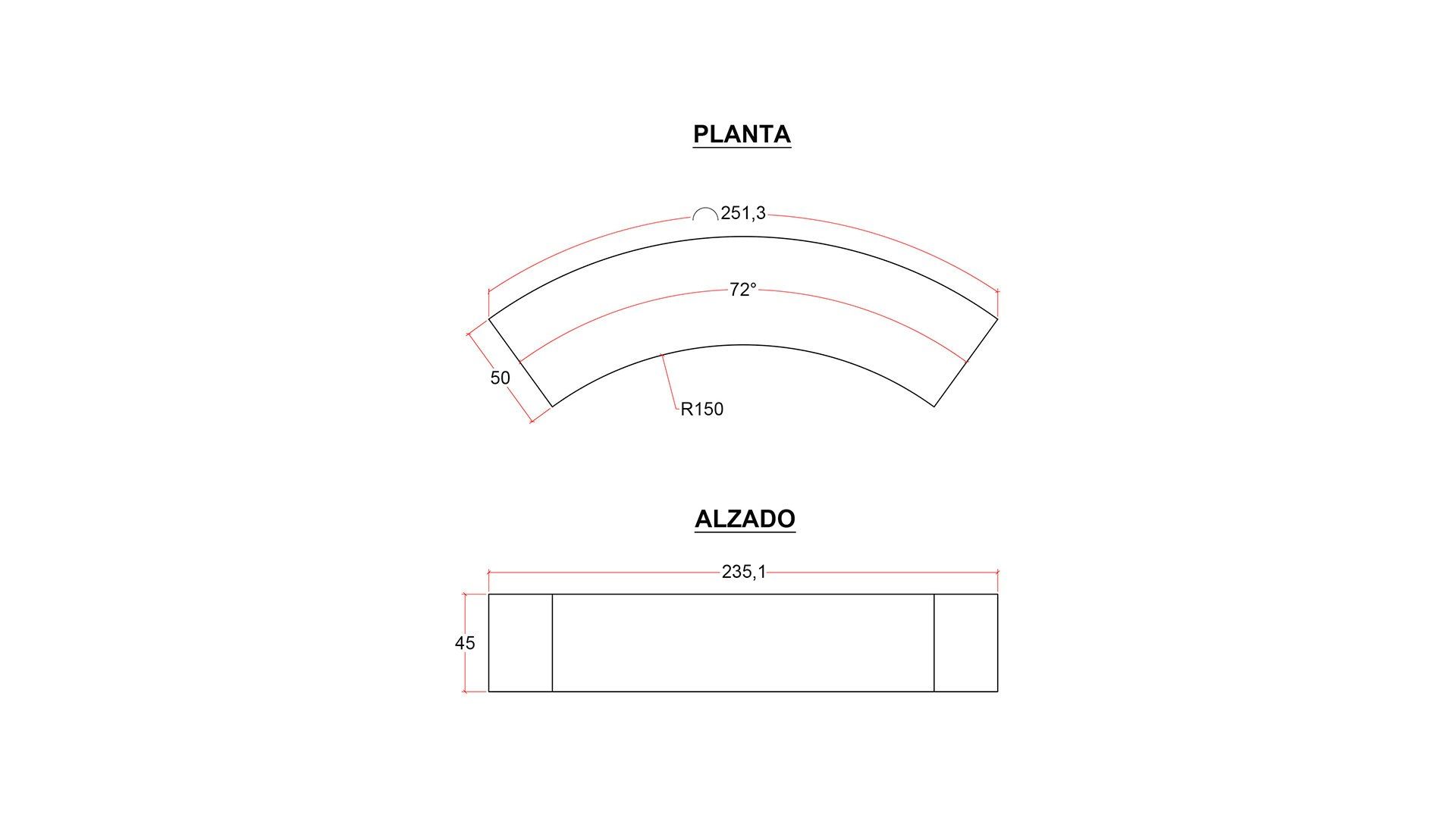 Banco de Granito Bend Cotas