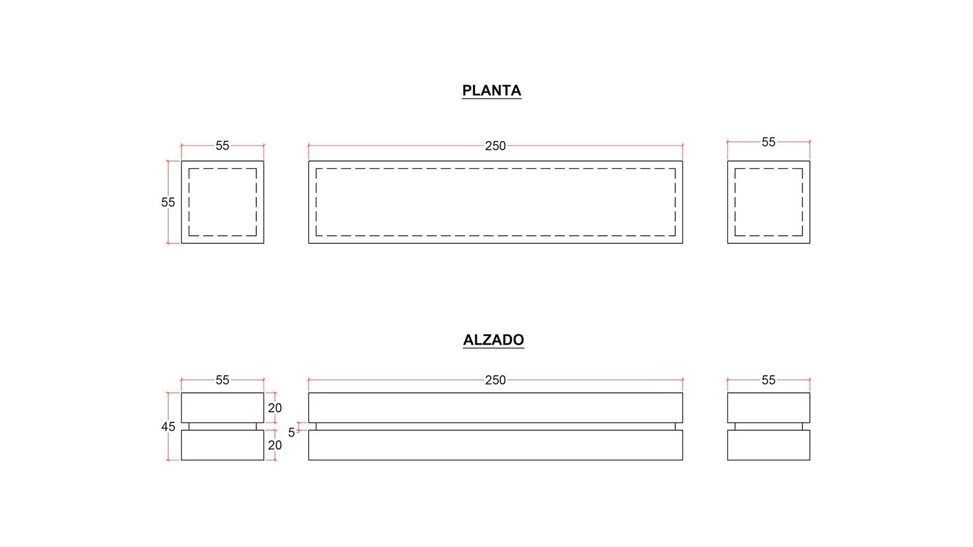 Banco de Granito con Pies cotas