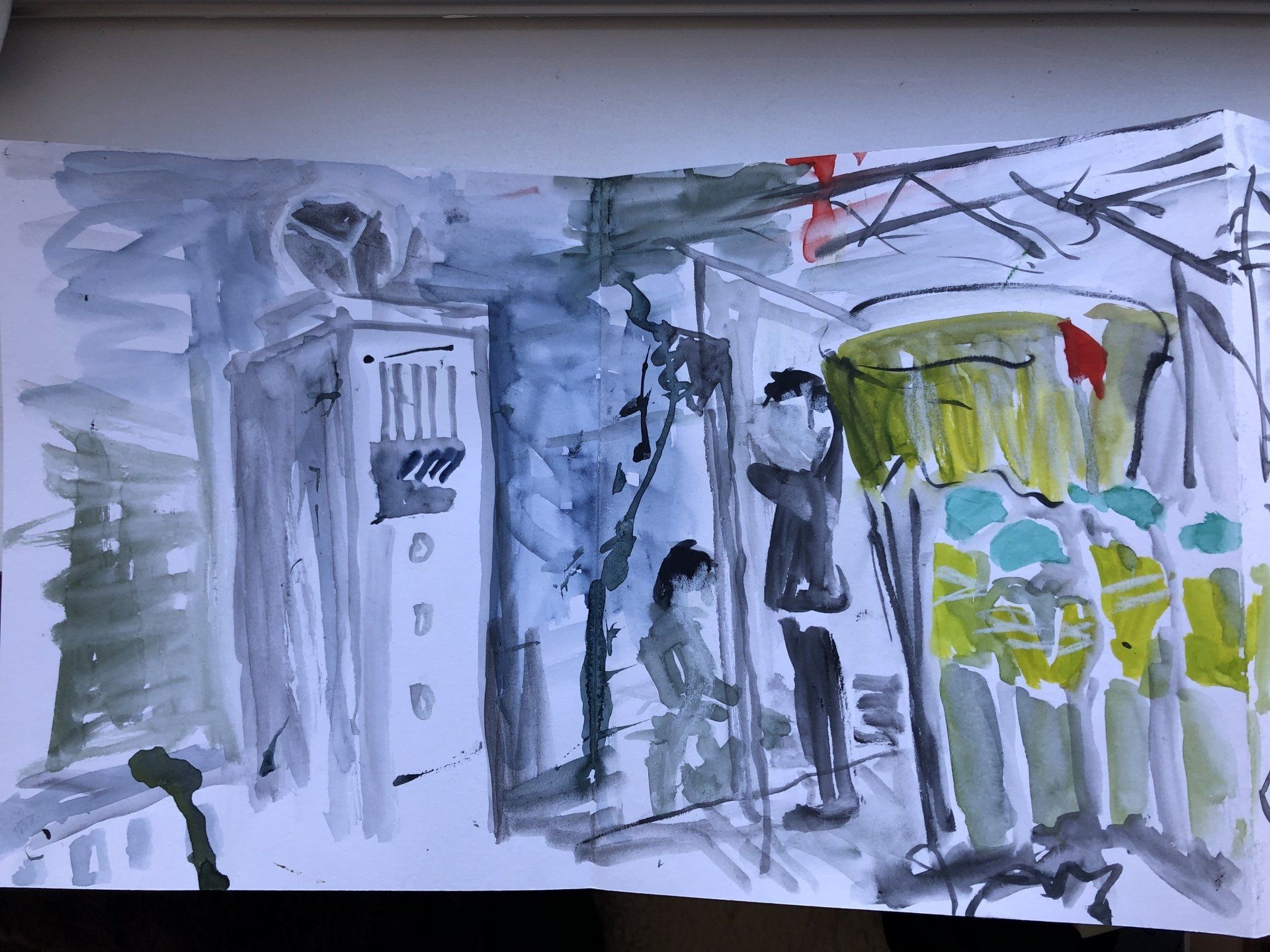 Aquarell mit Stuttgarter Bahnhofsturm
