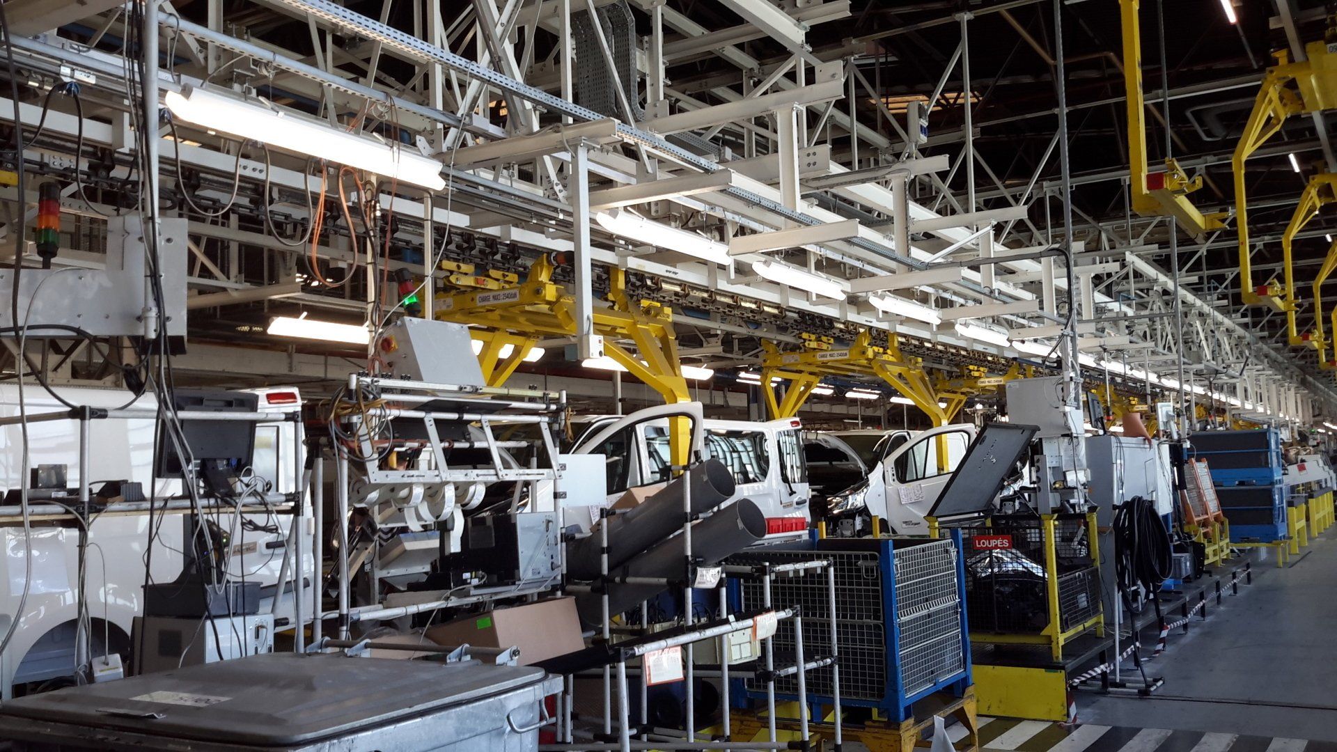 Monorail poste câble en aérien, aménagement poste de travail