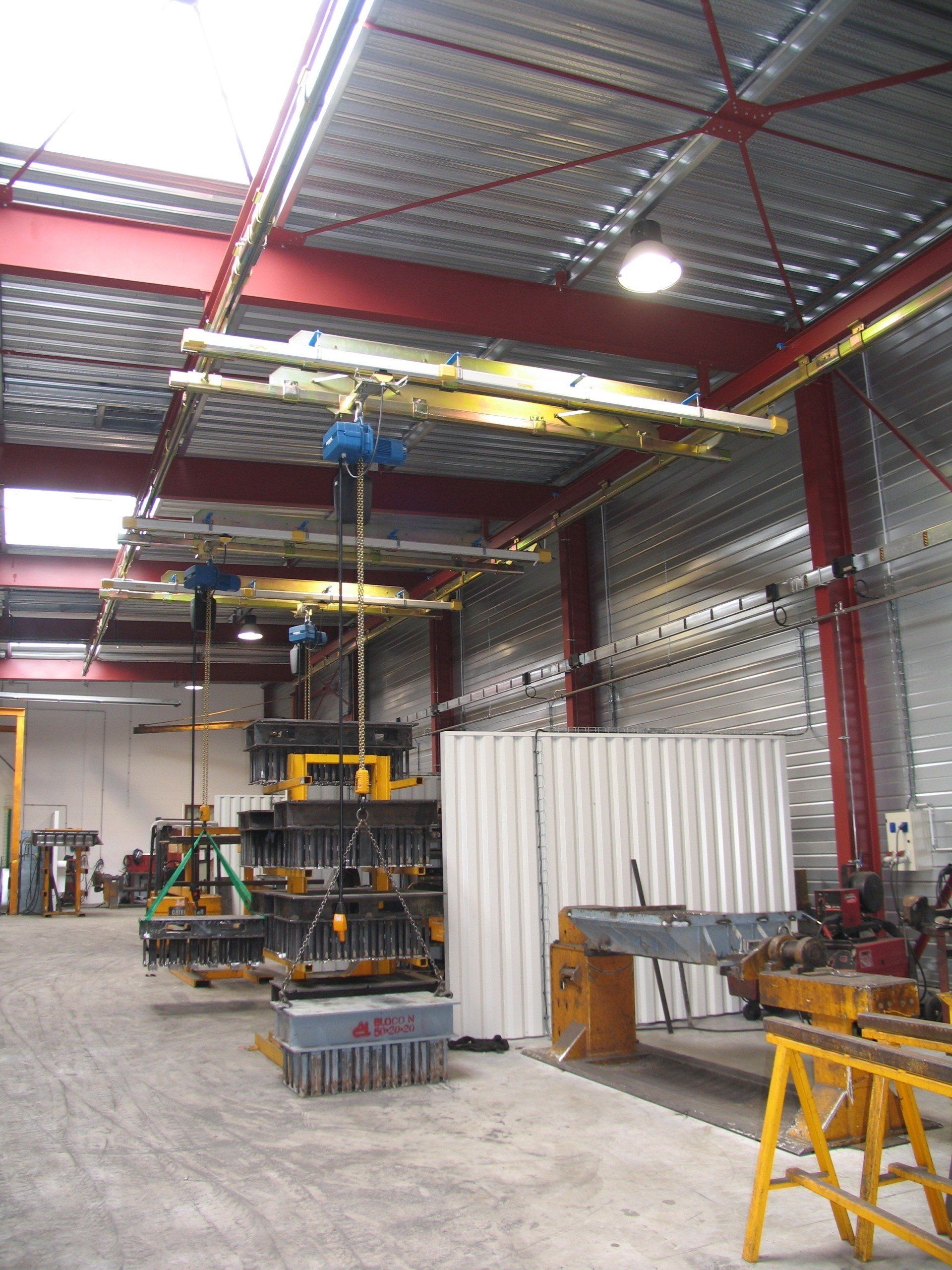 Poutre de manutention avec palan, aménagement des postes de travail