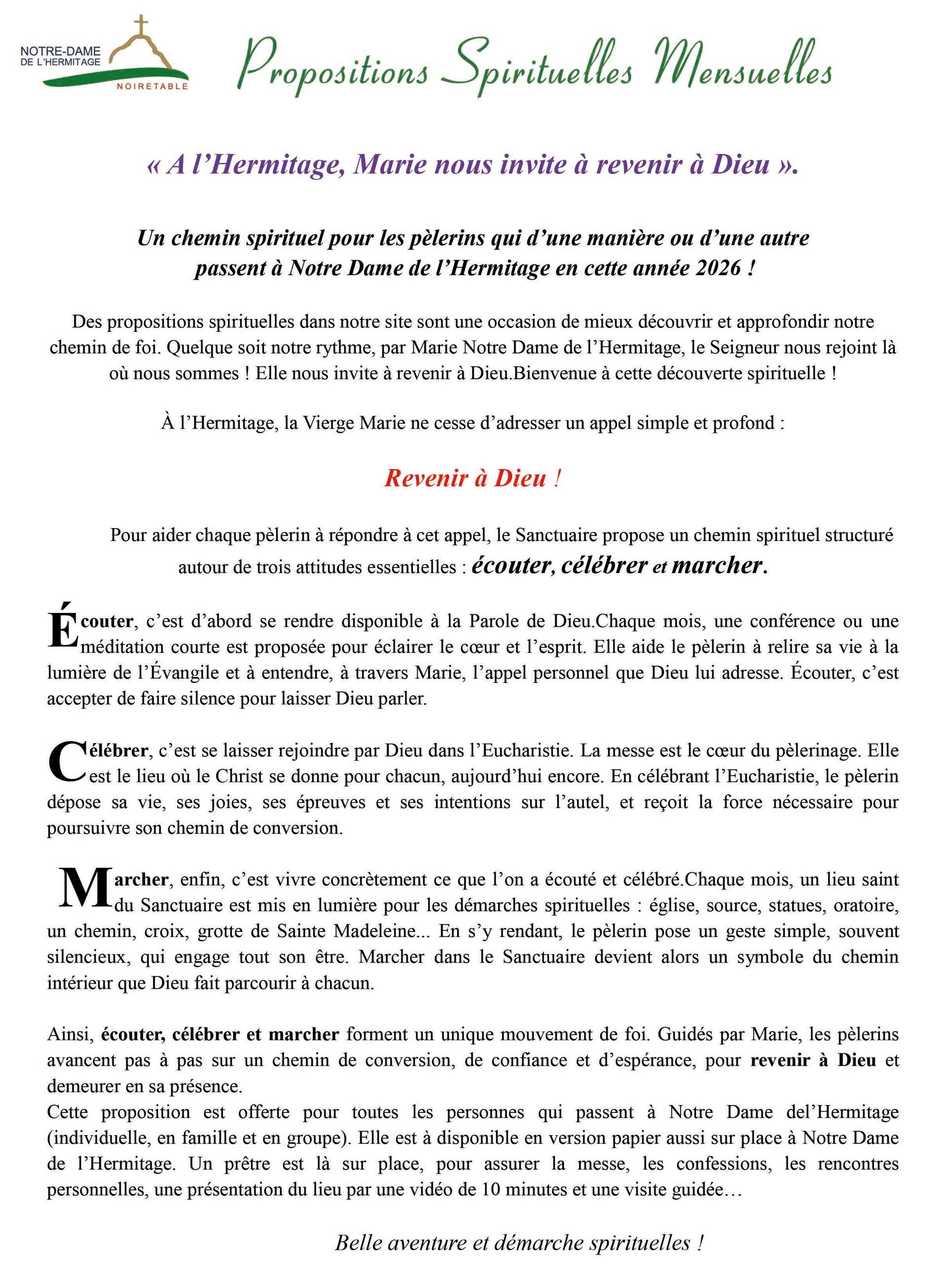 propositions mensuelles notre damecde l'hermitage noiretable