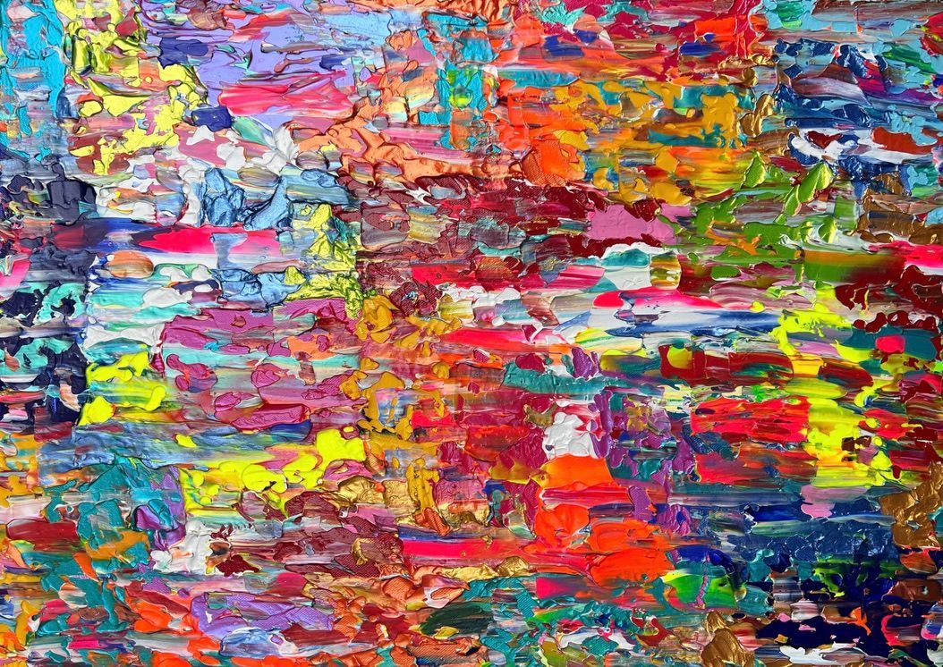 heavy textured abstract painting on canvas