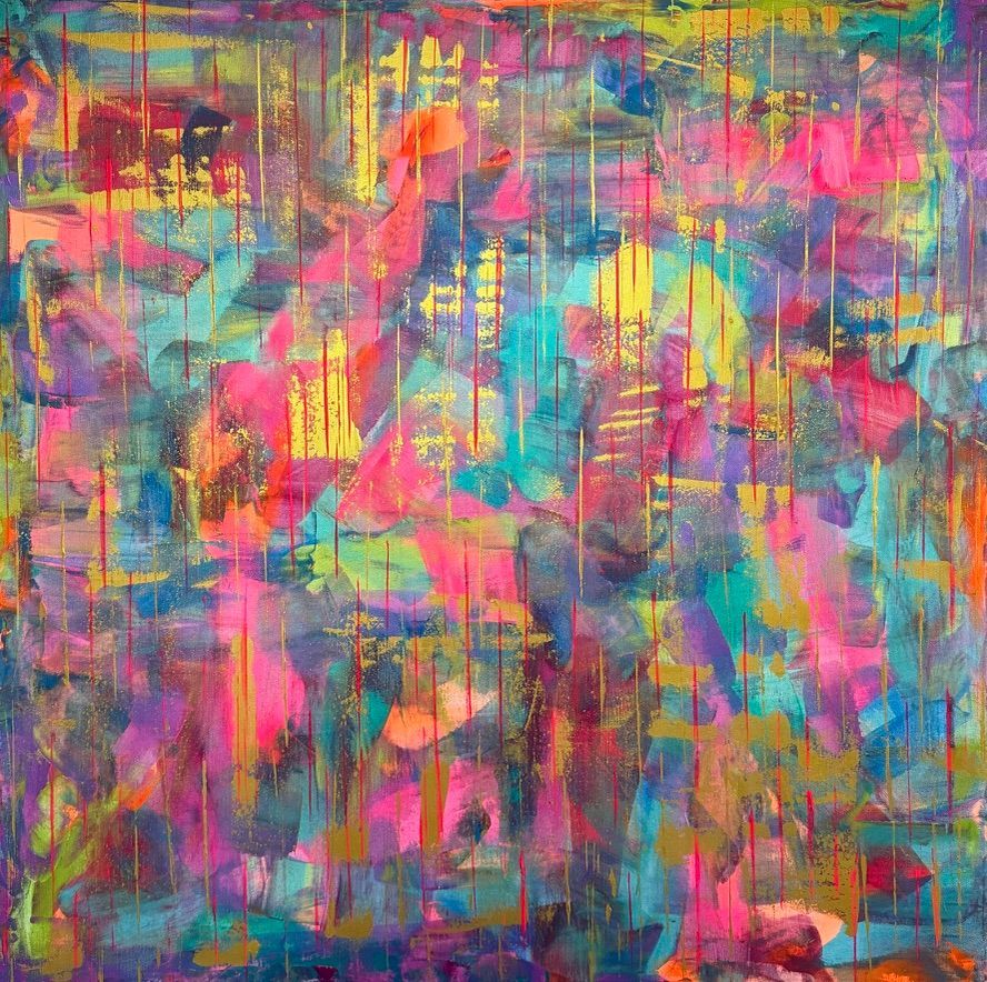 100 x 100 cm Farbenfrohes quadratisches Originalbild