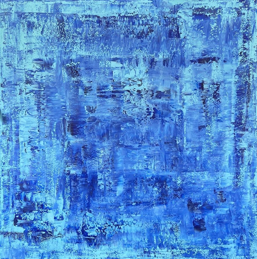 blue square abstract painting