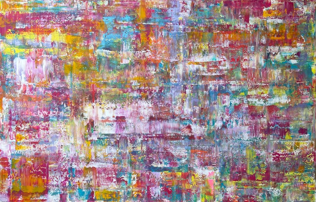 very colorful large scale abstract painting on canvas