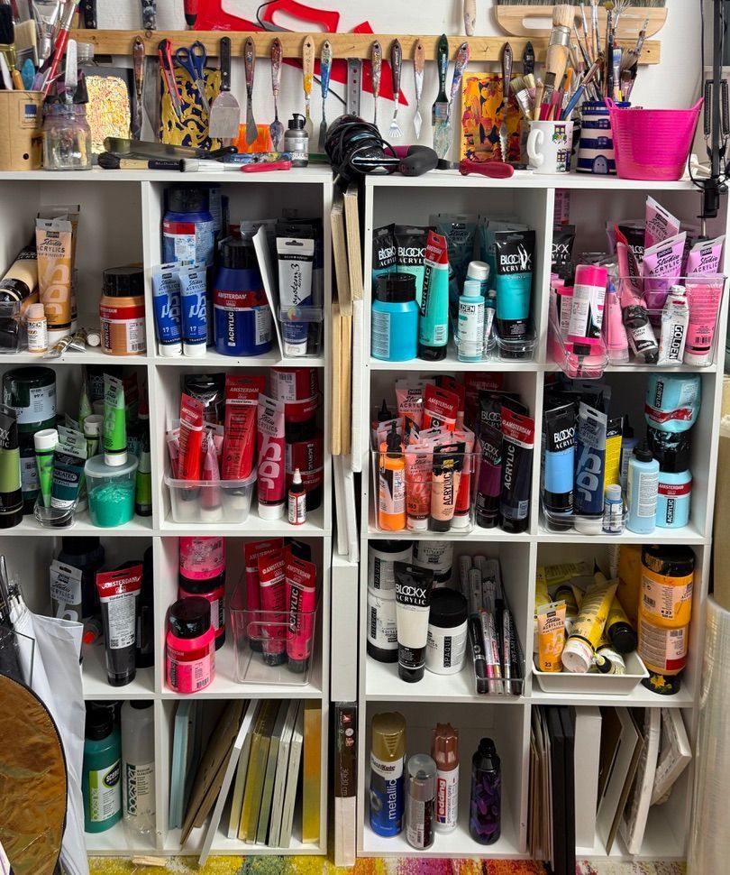 shelves with paint