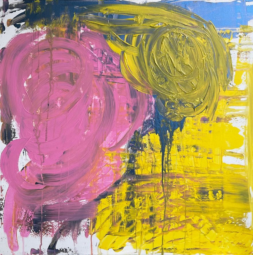 yellow and pink painting