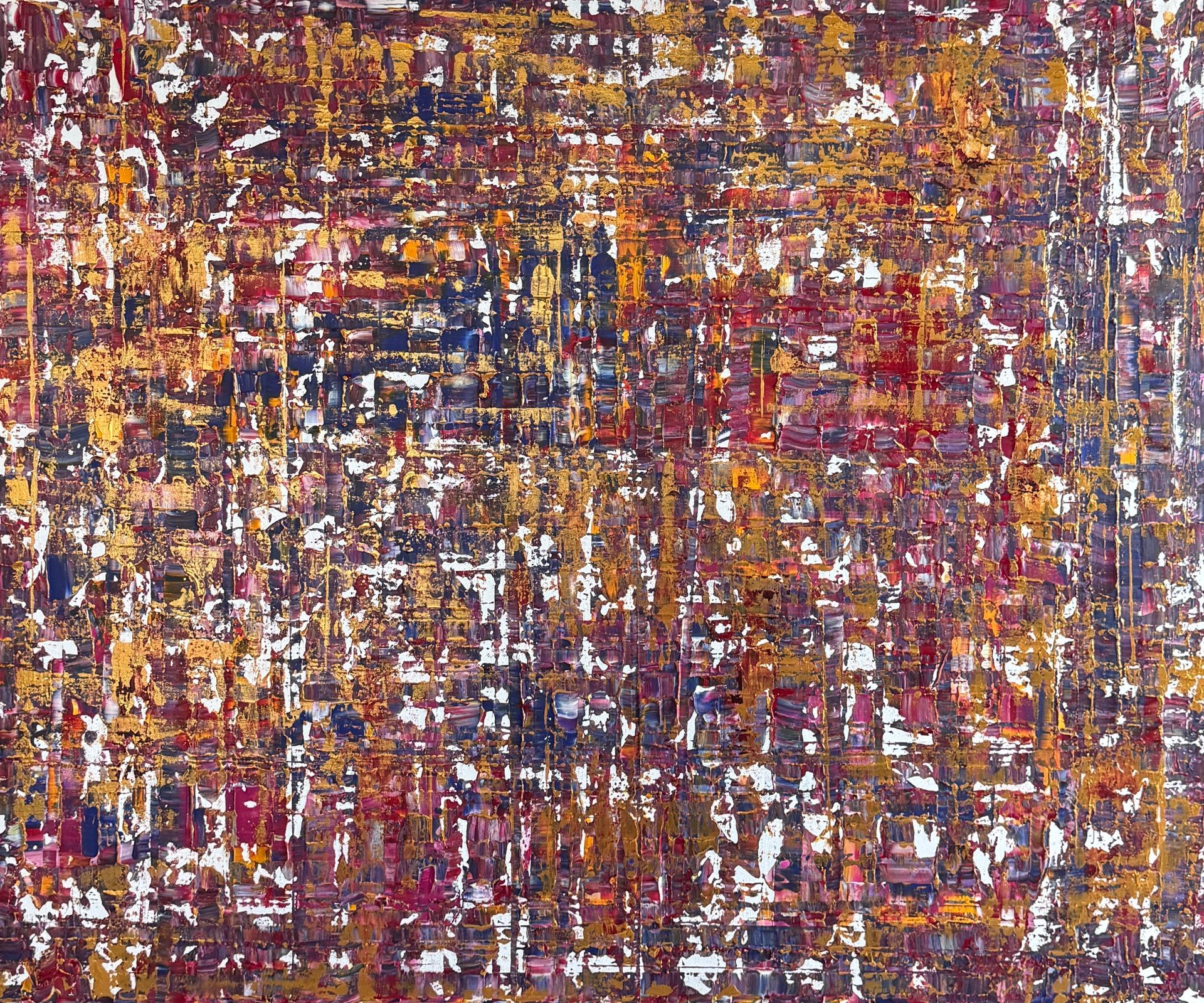 berry and gold abstract painting