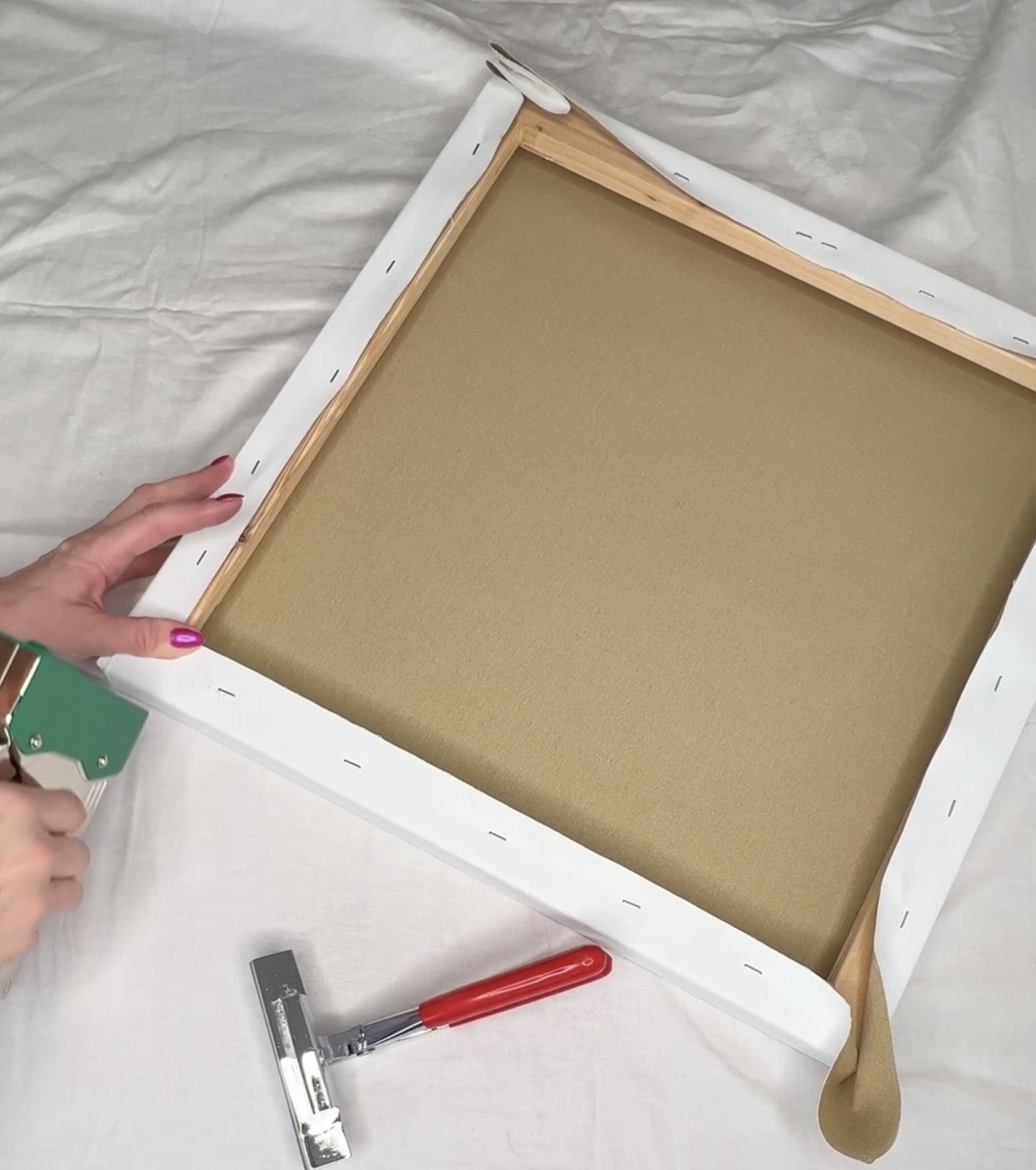 canvas with stapler