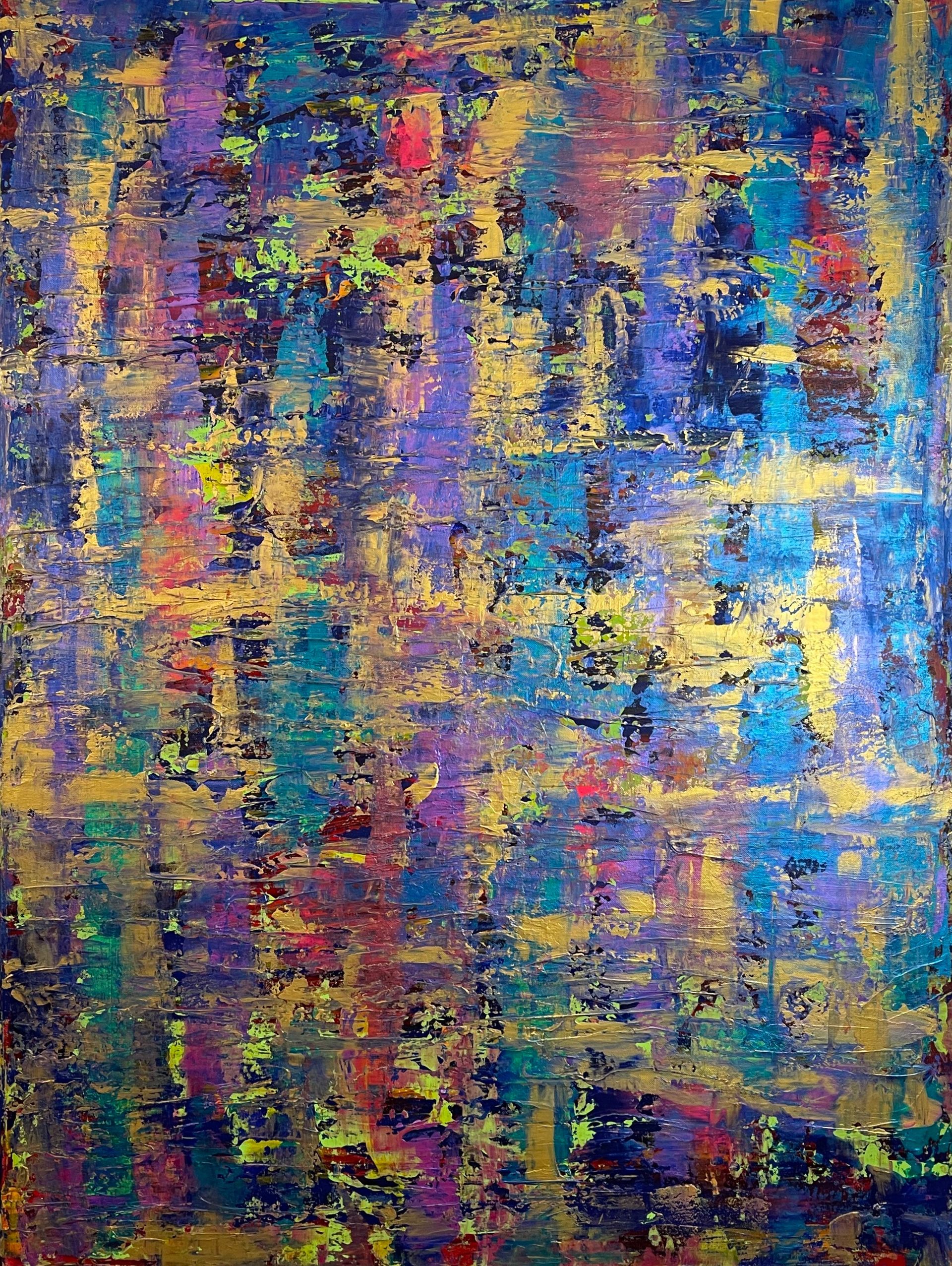 very colorful large scale abstract painting on canvas