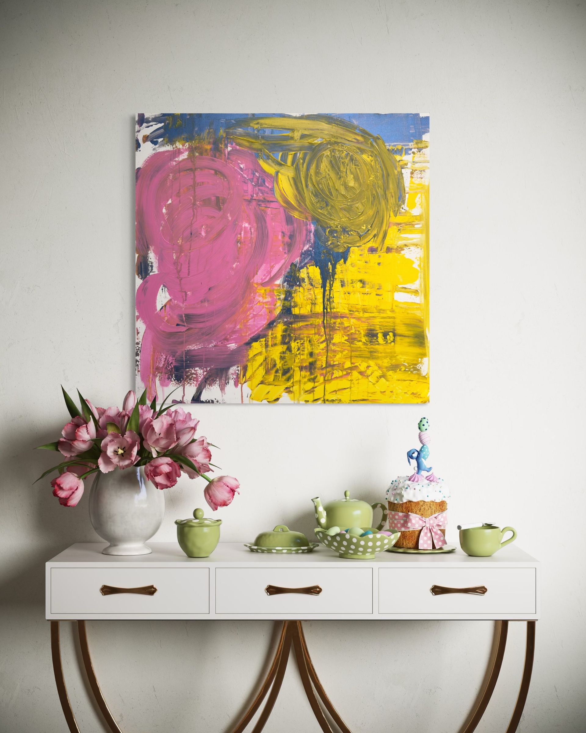 modern contemporary painting in setting