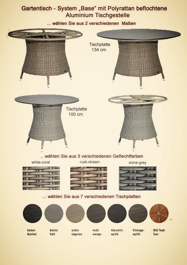 ...runde Rattan Gartentische in Polyrattan Optik individuell zusammenstellen. Rattan Gartentisch ,Polyrattan Gartentische, große Polyratan Gartentische.