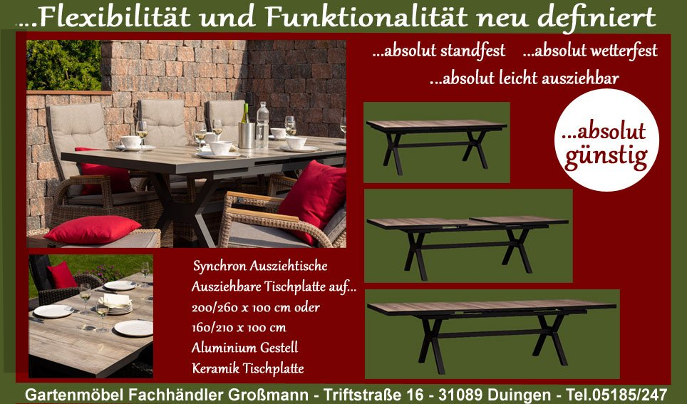 Gartentisch ausziehbar _Gartentisch wetterfest kaufen_Gartentisch ausziehbar_ Montana Gartentisch Devries_ Keramikfliesen Gartentisch_ Deko Vries Gartentisch Montana_ großer Gartentisch _Gartentisch günstig kaufen