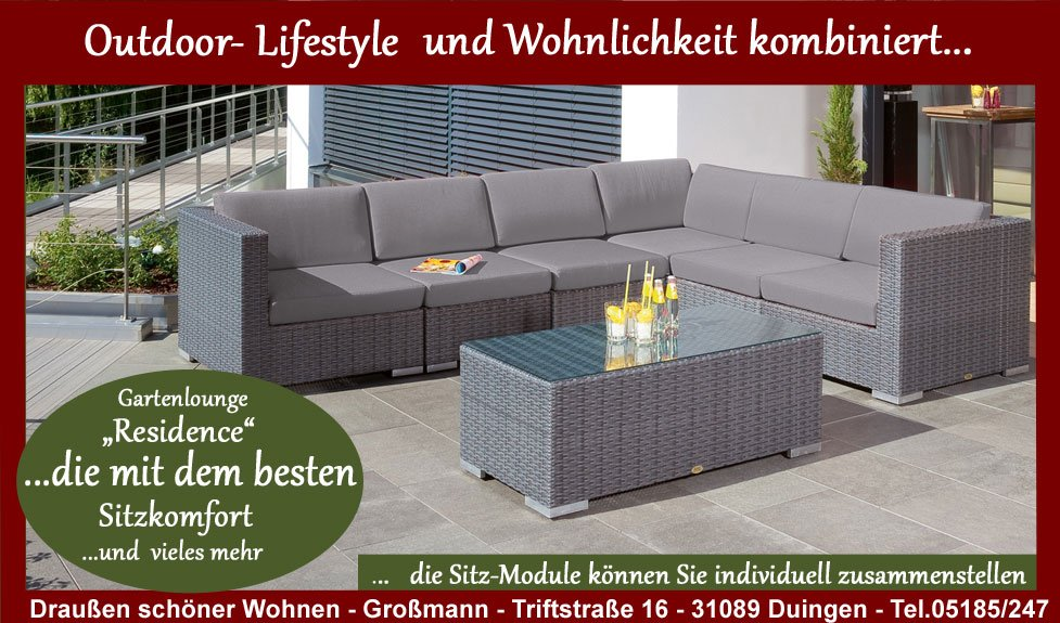 Die Gartenmöbel Lounge Residence läd zum verweilen genießen und enspannen ein