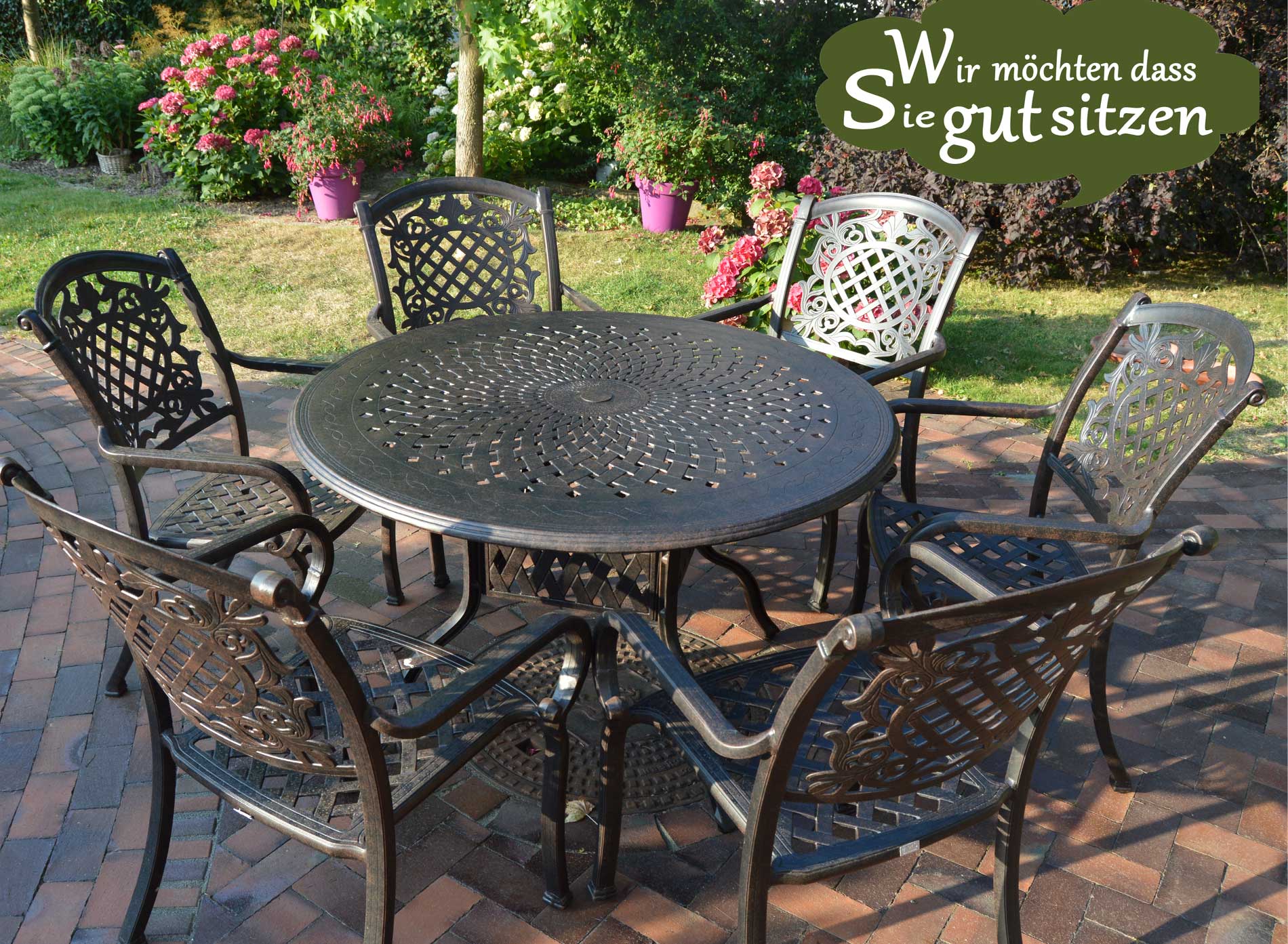 Stabile wetterfeste Gartenmöbel aus Aluminium Guss von finden Sie in Gärten in kleinen und großen Städten wie Kiel, Lübeck, Rostock, Schwerin, Hamburg, Lüneburg, Celle, Hannover, Braunschweig, Magdeburg, Potsdam, Berlin , Cottbus, Dresden, Leipzig, Halle, Göttingen, Bielefeld, Osnabrück, Münster.