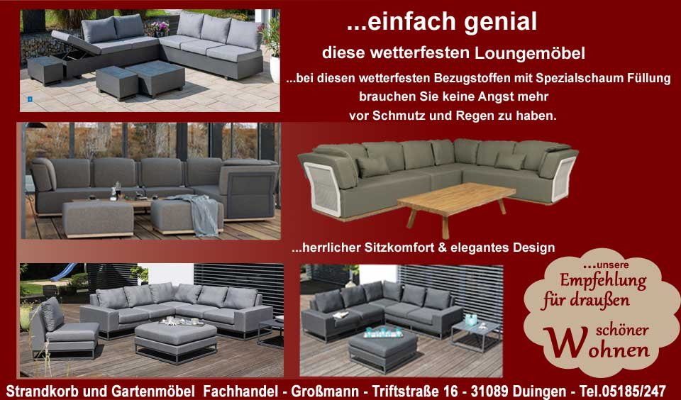 Sonnenpartner Loungemöbel Unique und Solitaire mit wetterfesten Sunbrella Polstern eignen sich 100% für den Außenbereich. Wetterfeste Outdoor Lounge Gartenmöbel sowie wetterfeste Lounge-Sofas bringen die Wohnlichkeit nach draußen. Wetterfeste Outdoor Loungemöbel Gartenmöbel Sitzgruppen mit wetterfesten Sunbrella Polstern sind Outdoor Loungemöbel die sich 100% für den Außenbereich eignen