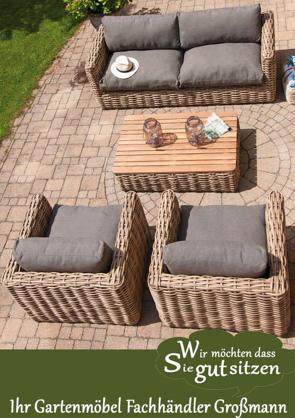 Wir möchten das sie in der Polyrattan  Outdoor Gartenmöbel   Lounge Sands   gut sitzen