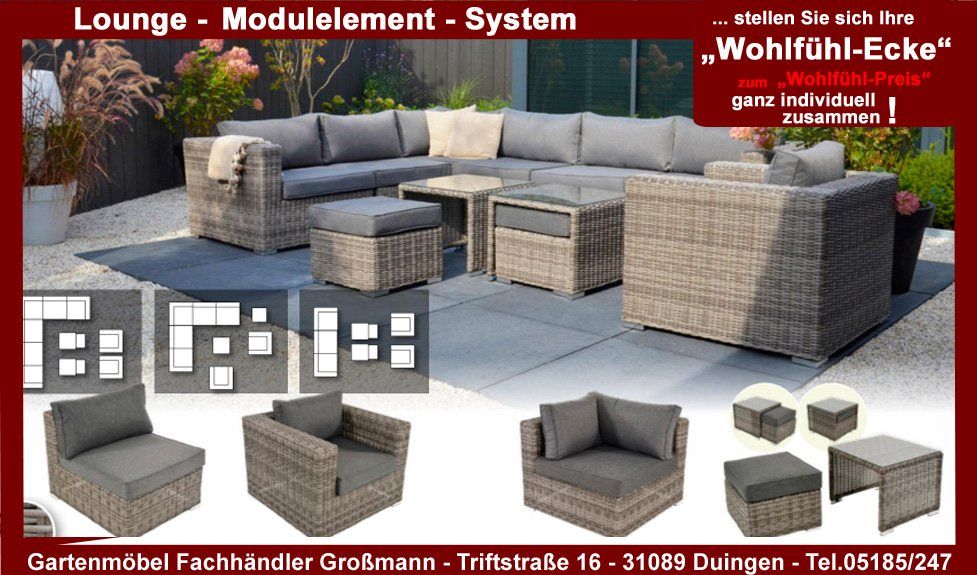 Gartenmöbel Lounge Aruba Die Wohlfühl-Ecke für die Gartenterrasse aus dem Rattan Kunststoffgeflecht Polyrattan ist die Gartenmöbel Lounge Aruba