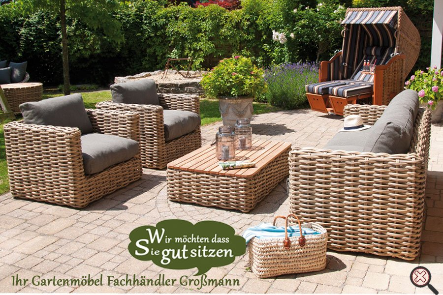 Eine  besondere Polyrattan Gartensessel und  Gartensofa kombination ist die Gartenmöbel  Lounge Sands für Ihre Terrasse